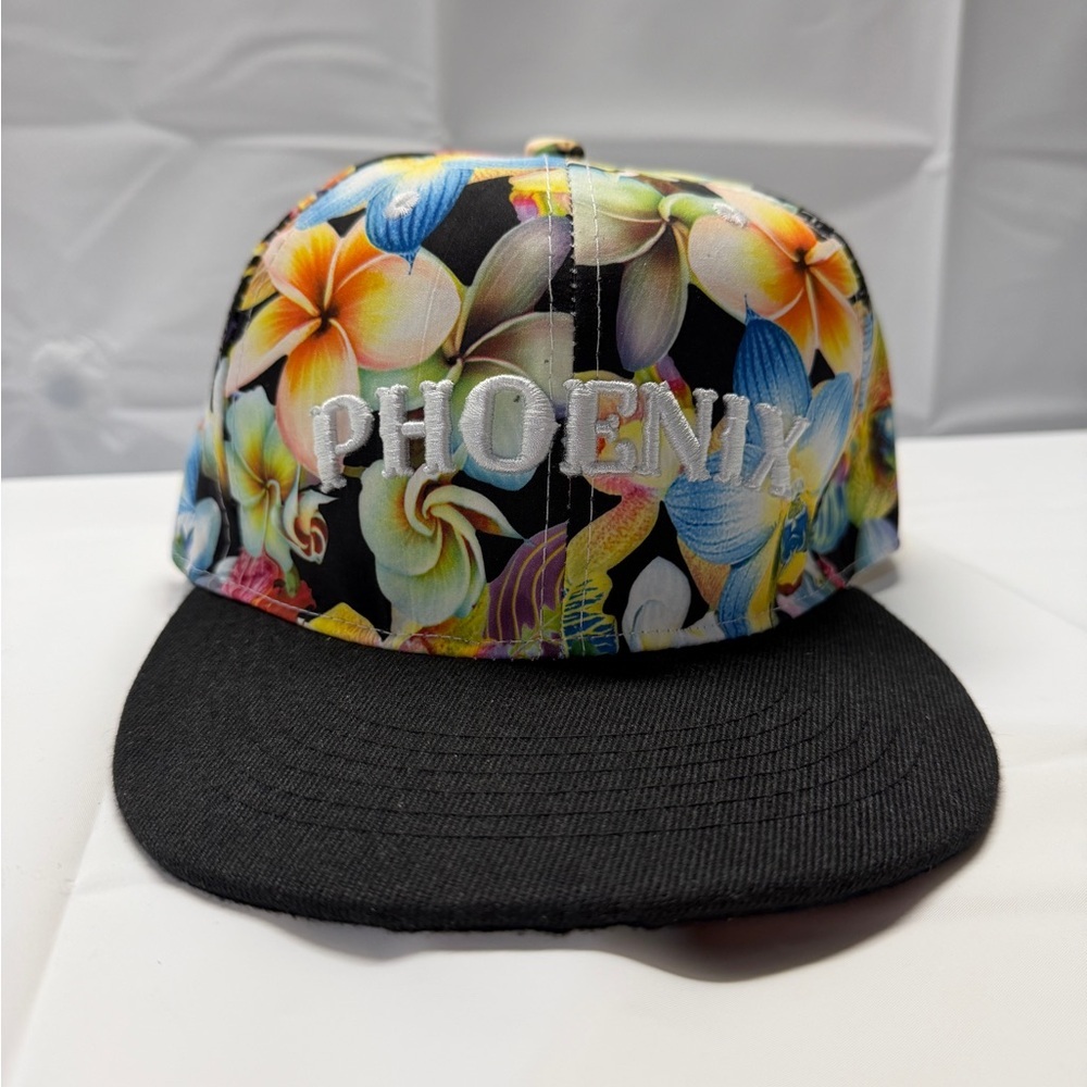 Phoenix‎ Tropical Floral Hat - Black with Multicolor Design